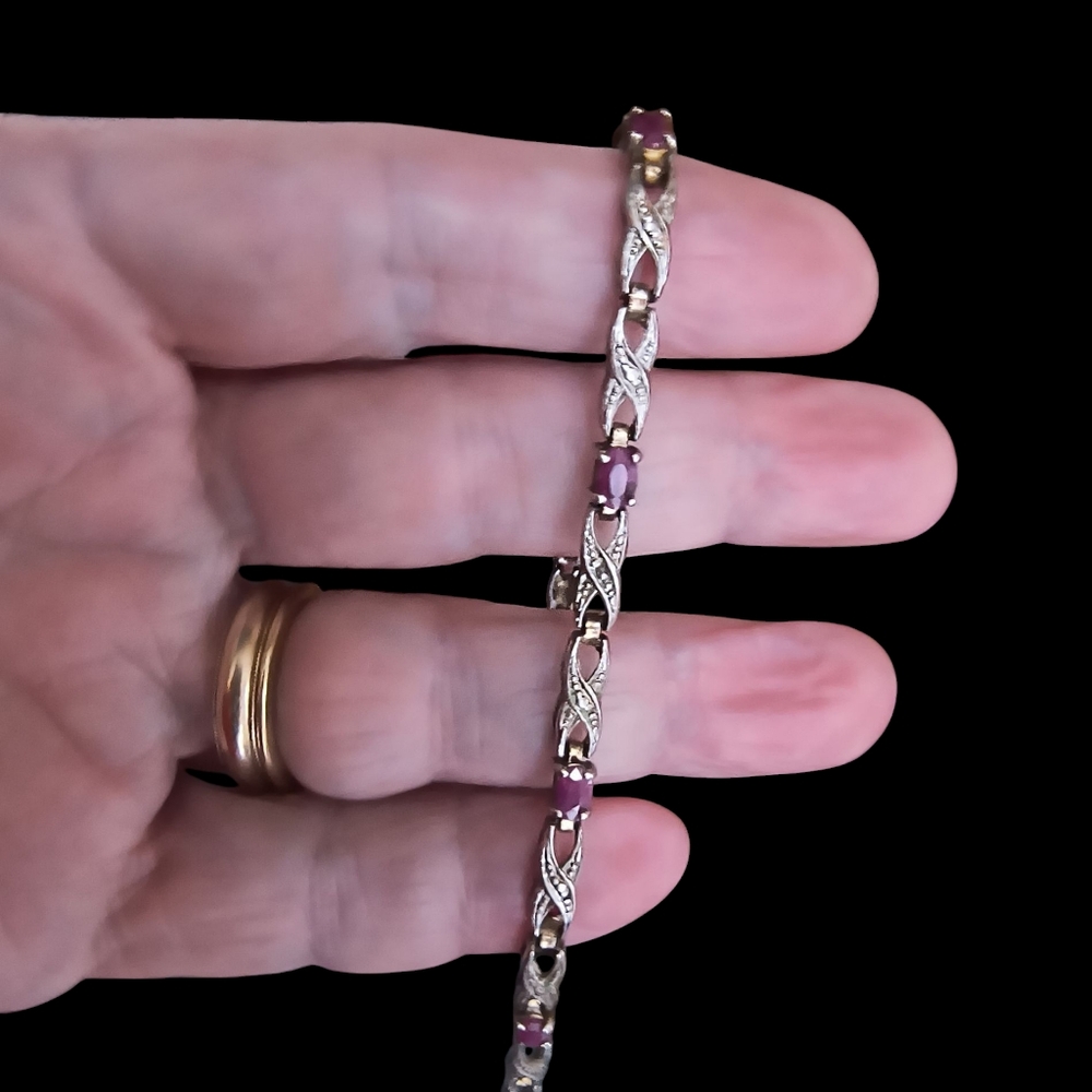 Ruby Slender Infinity Tennis Bracelet in Sterling Silver - Picture 6 of 11
